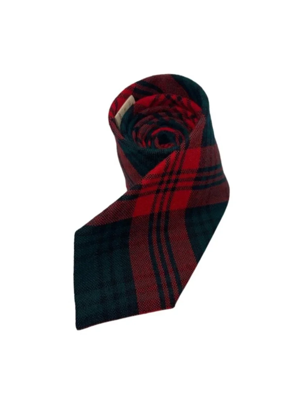 Madawaska Weavers Vintage Hand Woven Wool Tie Tartan Plaid Red Green Canada